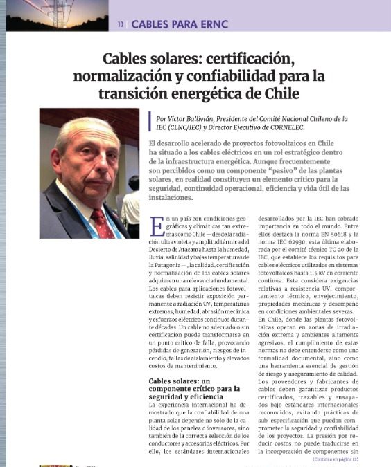 Cables solares: certificación, normalización y confiabilidad para la transición energética de Chile